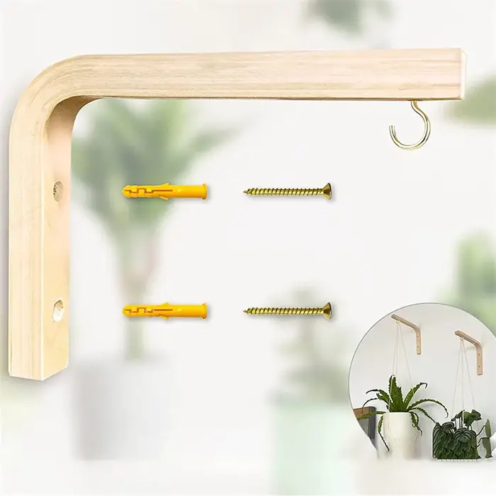 Cintres muraux nordiques en bois naturel pour plantes, crochet pour Pot de fleurs suspendu, support