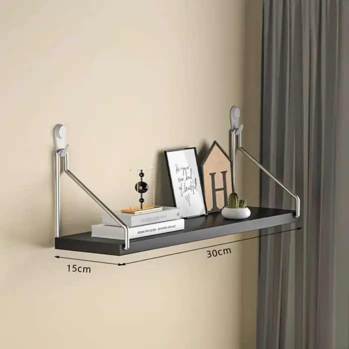 Étagère murale en bois, organisateurs muraux suspendus, étagère de rangement, Design sans poinçon, b