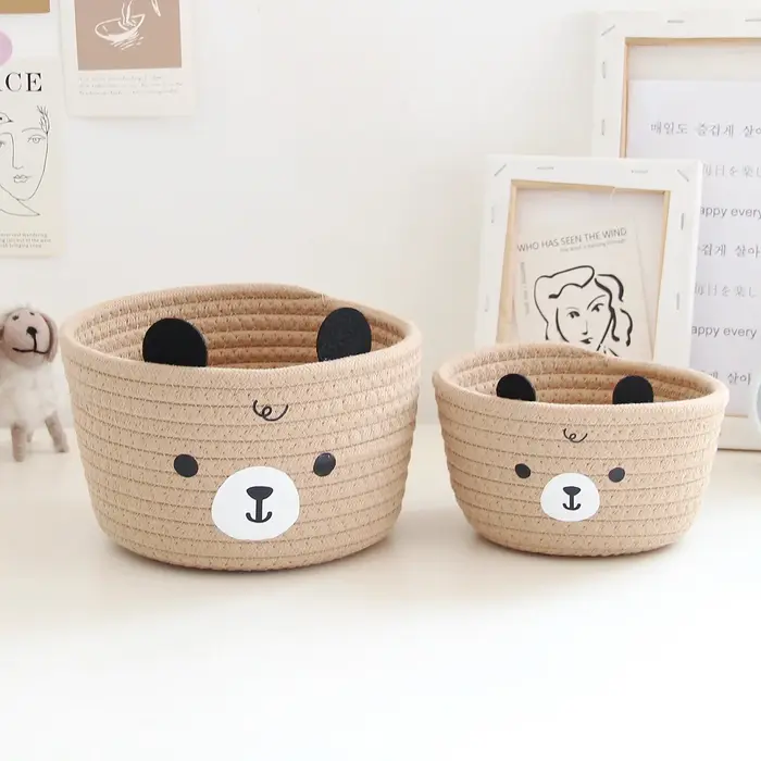 Paniers de rangement mignons en rotin tissé, décoration de chambre à coucher, étui de rangement pour