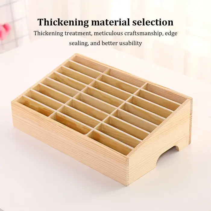 Boîte de rangement en bois multi-grille pour téléphone portable