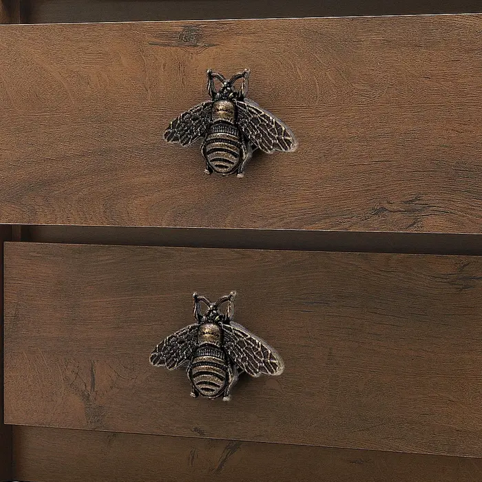Paquet de 6 poignées en métal rétro pour tiroir d'armoire à bijoux en forme d'abeille