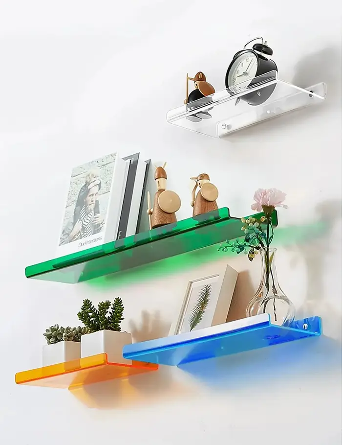 Étagère de rangement murale en acrylique de couleur, étagères modernes pour salle de bain, salon, po