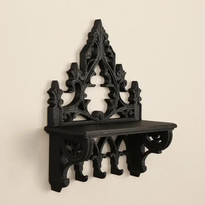 Étagère gothique sculptée transfrontalière avec crochets pour décoration murale de style sombre