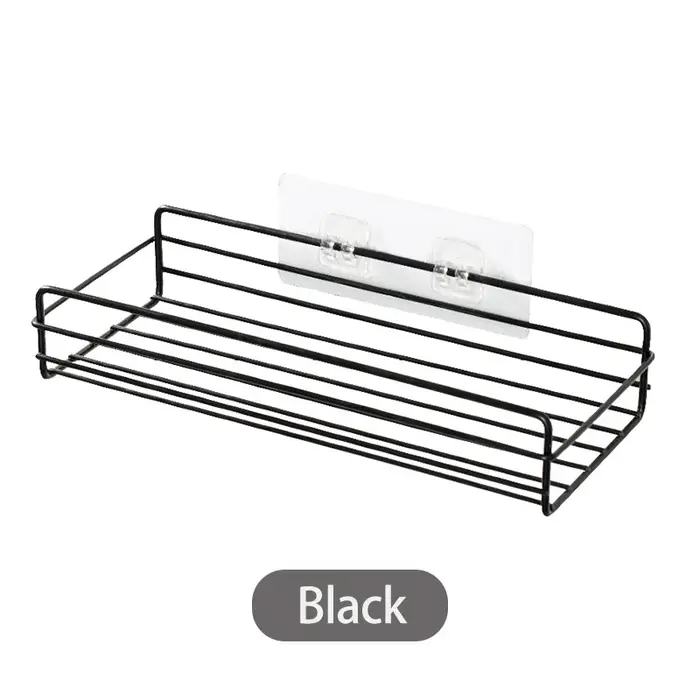 HOStorage-Étagère de cuisine T1 noire, cadre d'angle en fer, caddie de douche monté sans poinçon T1