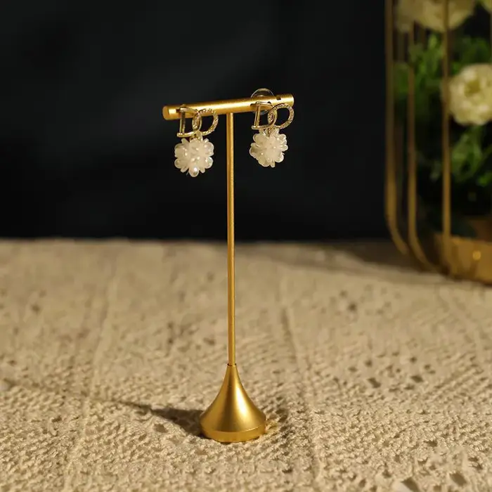 Présentoir de bijoux et boucles d'oreilles, support de barre en T, tour en métal, organisateur de clous d'oreilles, étagère de rangement suspendue