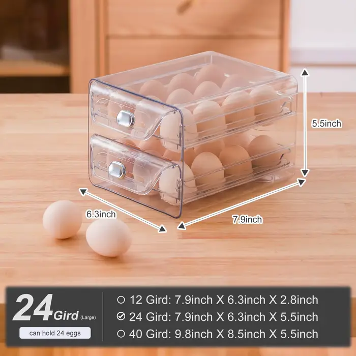Porte-œufs pour organisateur de tiroir de réfrigérateur avec échelle de temps, boîte de rangement tr