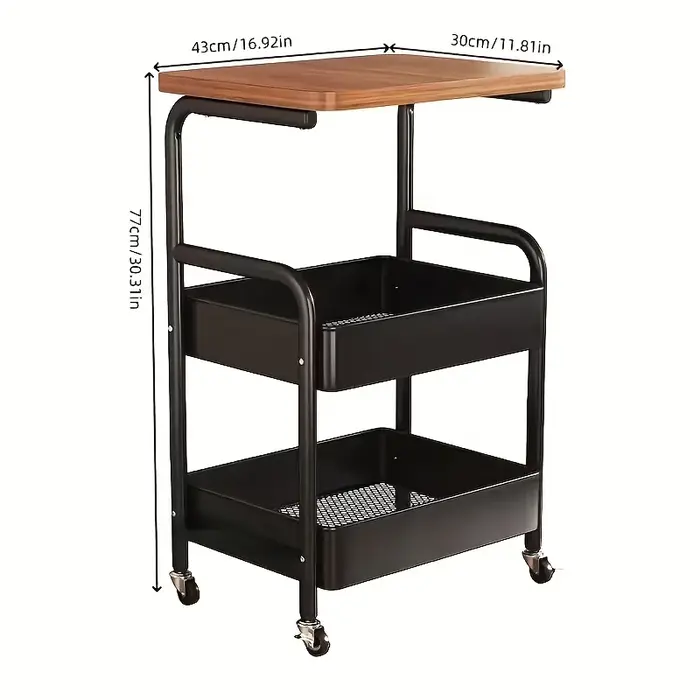 Étagère roulante en acier multi-niveaux rétro, support de rangement mobile pour cuisine/salle de bain, organisateur robuste