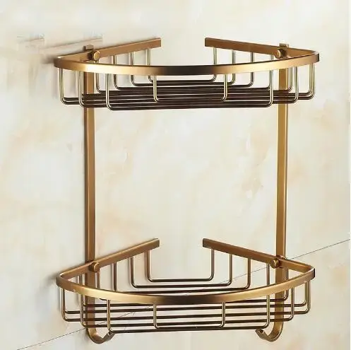 Vidric-Étagère d'angle de bain en bronze antique
