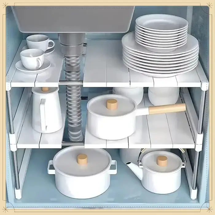 Étagère de rangement télescopique empilable multifonctionnelle