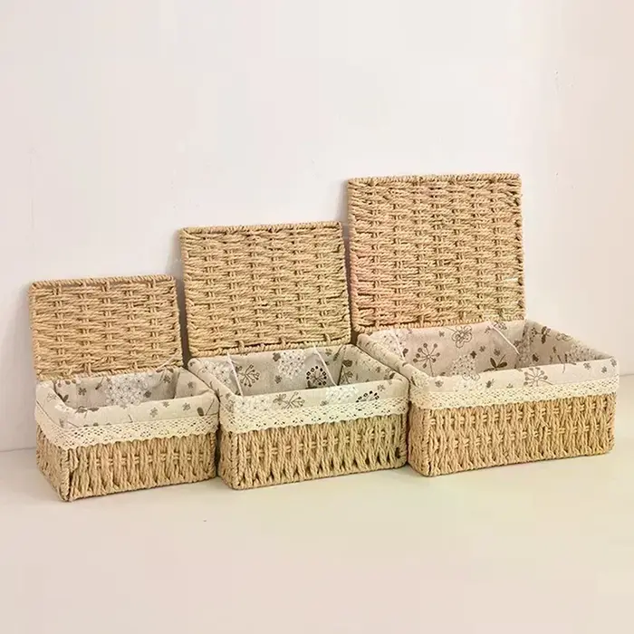 Boîte de rangement en rotin tressé pour jouets