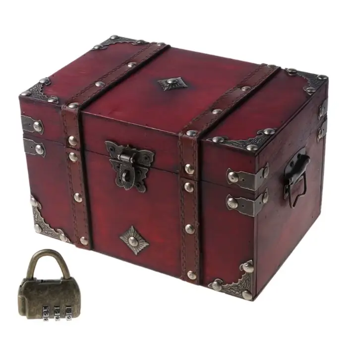 Boîte d'accessoires vintage créative avec serrure à documents en bronze, style européen rétro, conce
