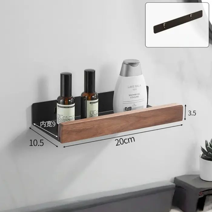 Étagère de rangement pour salle de bain en bois noir, 20-50 cm, étagère de douche noire, étagère d'a