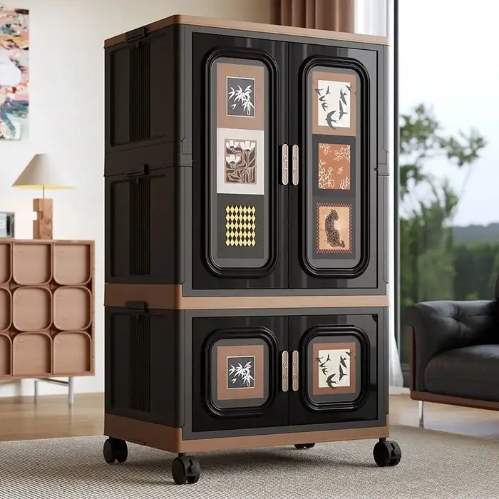 Organisateur noir armoire esthétique jean pliable vêtements