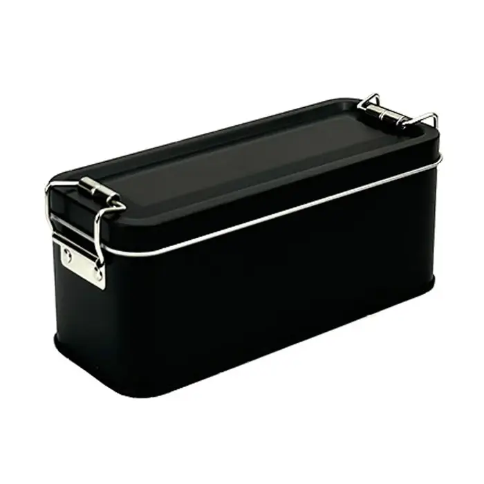 Boîte en fer blanc de haute qualité avec couvercle, forme rectangulaire avec boucle, boîte en fer re