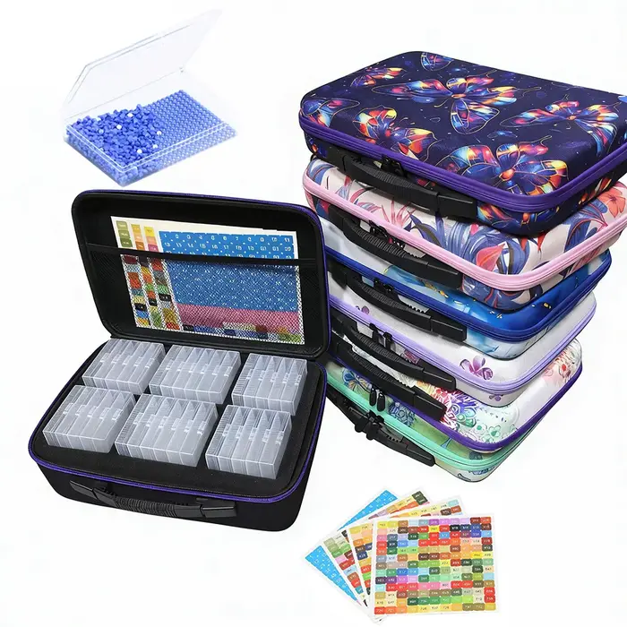 Boîtes de rangement pour peinture au diamant à 32/64 compartiments, organisateur 2-en-1 avec couvercles, accessoires pour la peinture au diamant, boîte de rangement