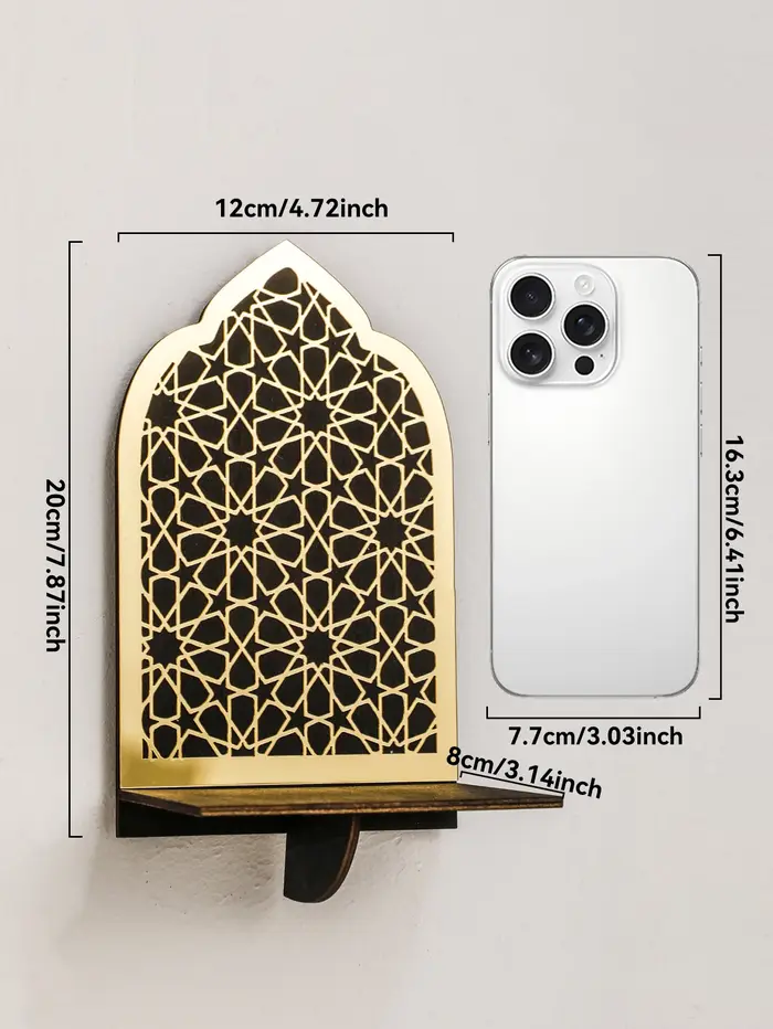 Étagère murale en bois pour Ramadan islamique, géométrique, or, noir, acrylique, étagère suspendue p