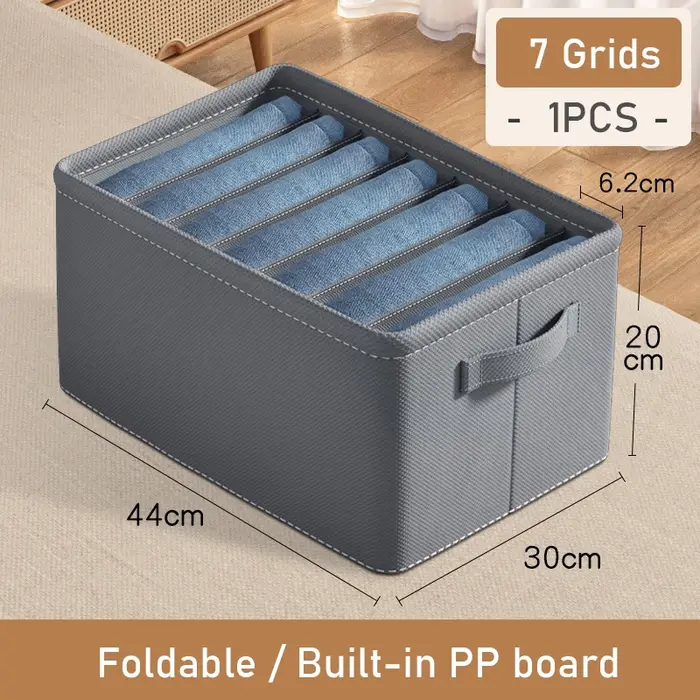 Boîte de rangement pour pantalons épais, organisateur pliable à 9/7/6 grilles pour jeans, sweat-shir