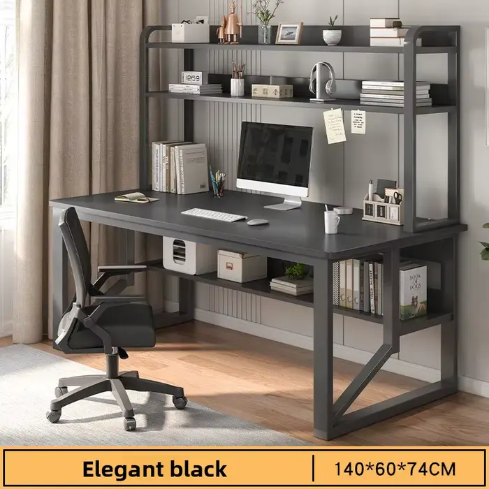 Bureau d'ordinateur stable avec étagère multi-niveaux intégrée
