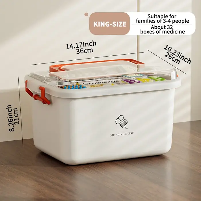 Boîte à médicaments de grande capacité, Kit médical Portable de premiers secours à domicile, boîte à