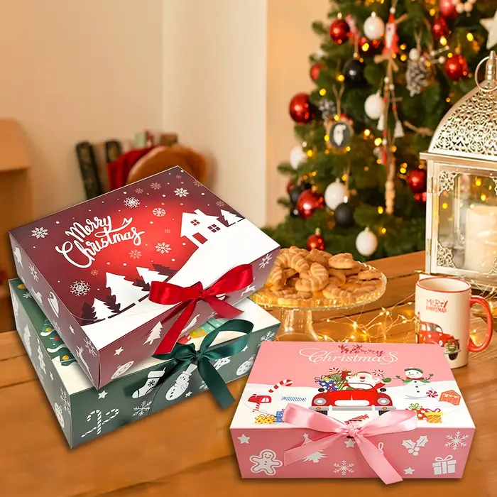 Grands coffrets cadeaux de noël avec couvercles