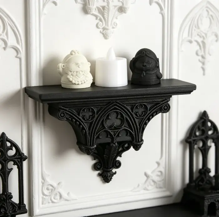 Étagère murale sculptée de style gothique pour la décoration