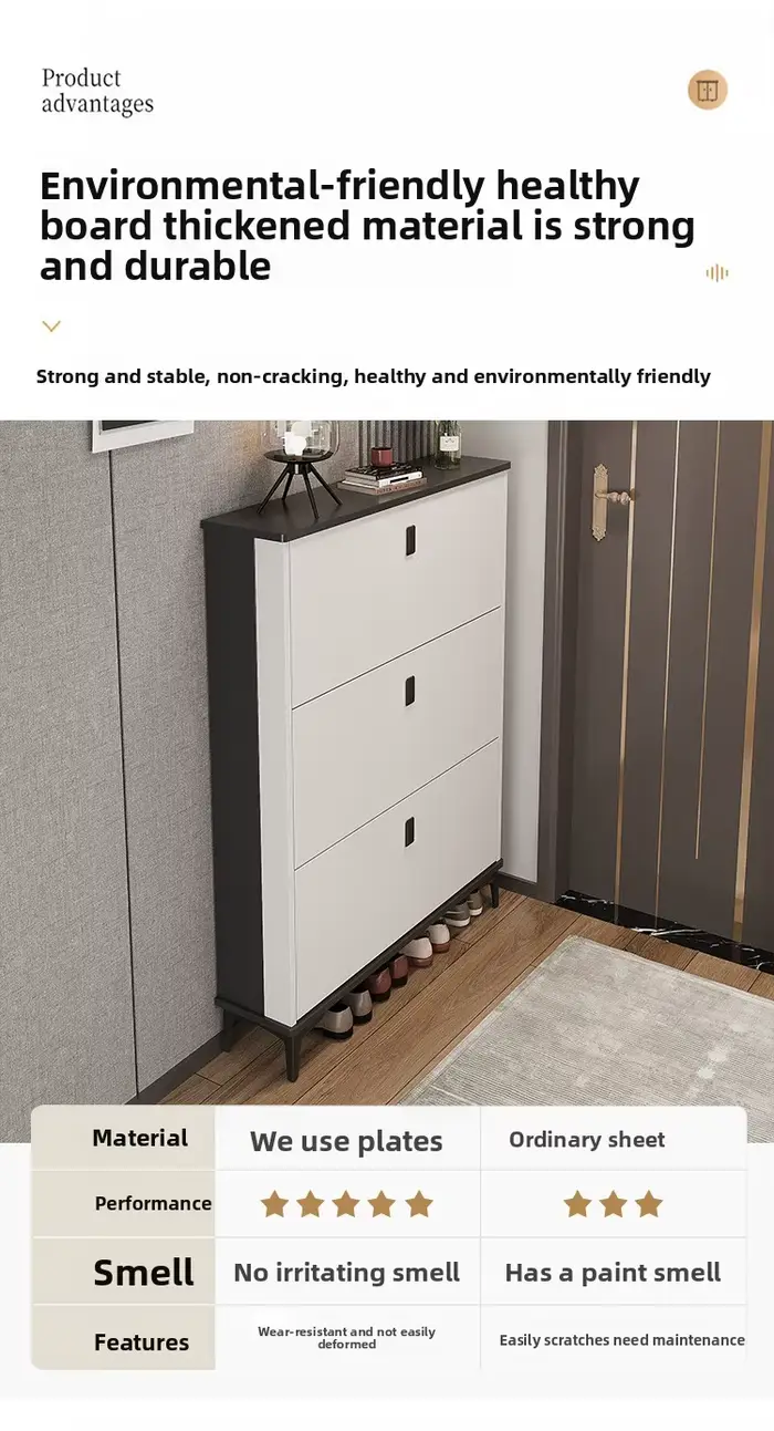 Armoire à chaussures d'entrée Ultra-mince avec rangement rabattable de grande capacité, meubles de m