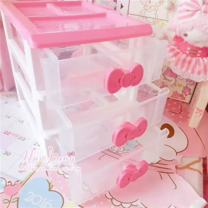 Boîte de rangement de bureau rose Kawaii
