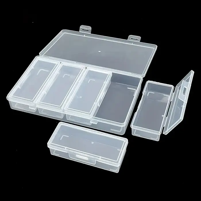 Boîte de rangement en plastique transparent avec 4 séparateurs réglables - Conteneur pour fournitures d'artisanat et de couture avec compartiments amovibles