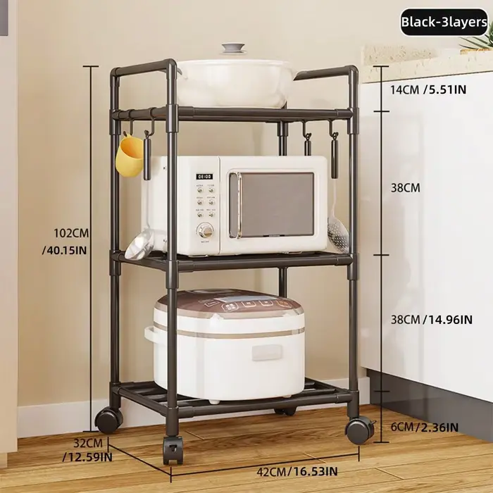 Étagère de rangement de cuisine - Unité d'étagères multi-niveaux sur pied - Étagère de rangement - R