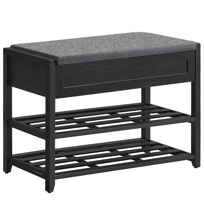 Étagère de rangement d'entrée pour salon, banc de rangement de chaussures avec coussin rembourré, ét