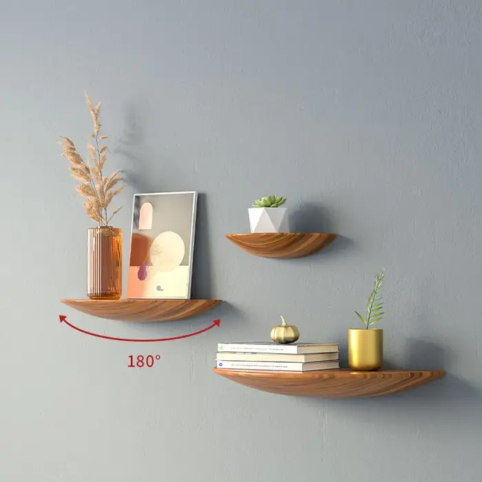 Étagère murale en demi-cercle en bois