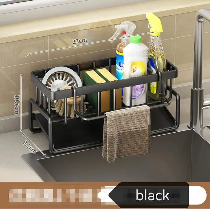 Support de rangement multifonctionnel en plastique pour évier de cuisine