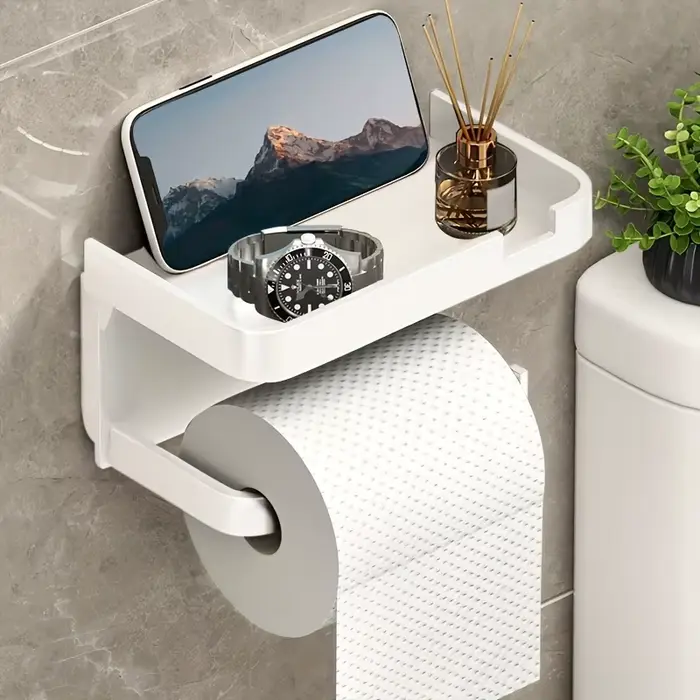Porte-papier hygiénique 1 pièce, support de rangement mural perforé peu encombrant avec support de g