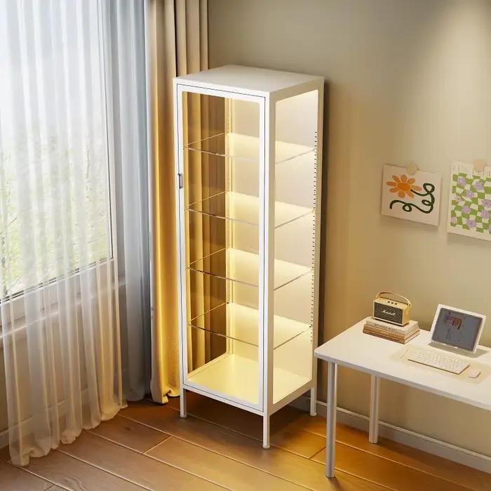 Vitrine pour figurines d'action, armoire de rangement en acier et verre, armoire en fer anti-poussière, vitrine moderne, armoire de rangement pour jouets
