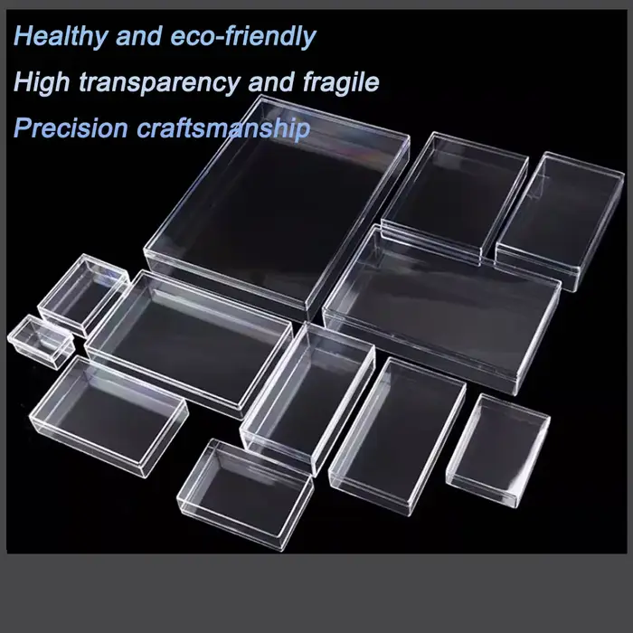 Boîte rectangulaire transparente en plastique avec couvercle, boîte de présentation, boîte de rangem