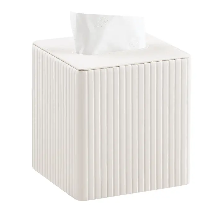 Boîte à mouchoirs carrée en cuir rayé |   Porte-serviettes de luxe minimaliste |   Distributeur de t