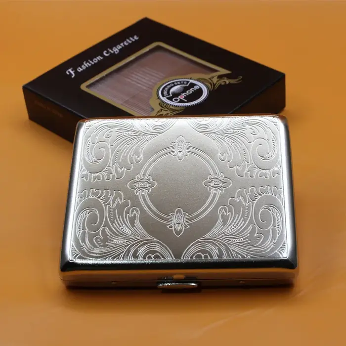 Nouvelle boîte à cigarettes en métal pour hommes avec 20 Cigarettes épaisses, boîte à cigarettes gra