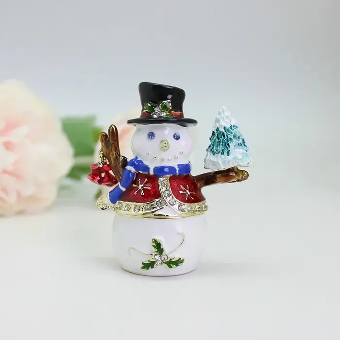 SHINNYGIFTS-Boîte à bibelots en métal bonhomme de neige, cadeaux de Noël, petit gadget, cadeau de bi