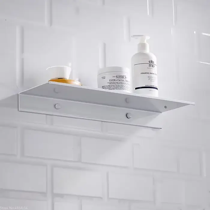 Étagère de rangement murale en aluminium blanc pour douche