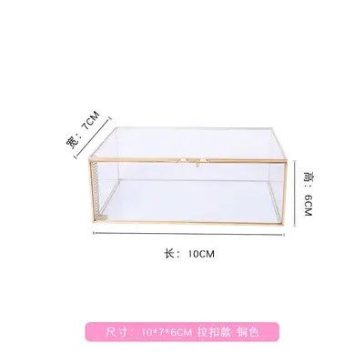 Boîte à bijoux en verre transparent, boîte de rangement pour bijoux, accessoires d'affichage de fleu