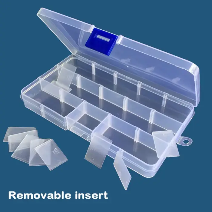 rangement organisation Boîte de rangement en plastique Transparent à 15 grilles, compartiment organi
