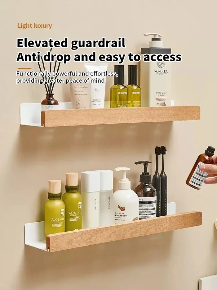 Étagère murale en bois pour salle de bain