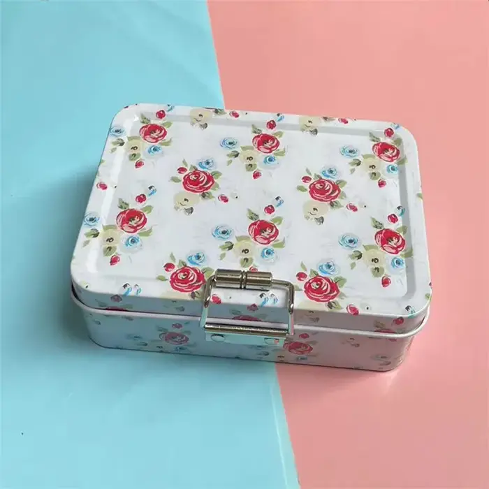 Boîte de rangement en métal vintage avec couvercle – Boîte à biscuits et bonbons durable, organisate