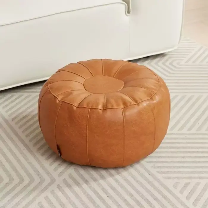 Pouf de rangement minimaliste antidérapant en similicuir, non rembourré, à remplir de vêtements, ban