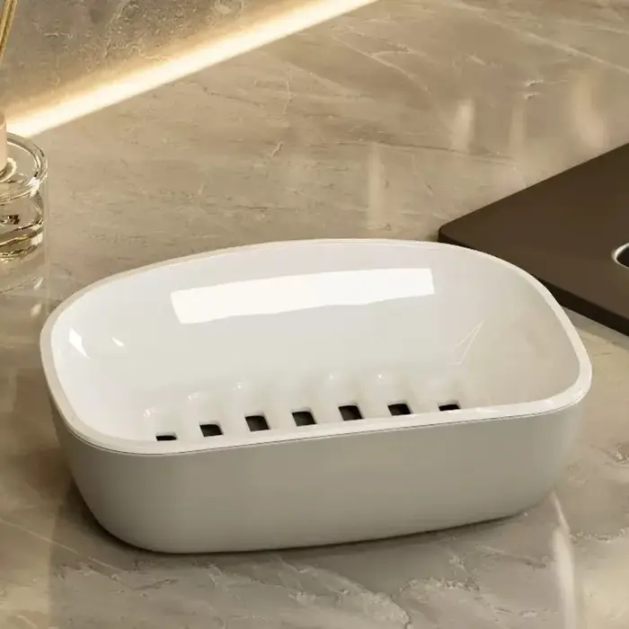 Boîte à Savon Double Couche à Séchage Rapide en Plastique Étanche avec Drainage Antidérapant, Suppor
