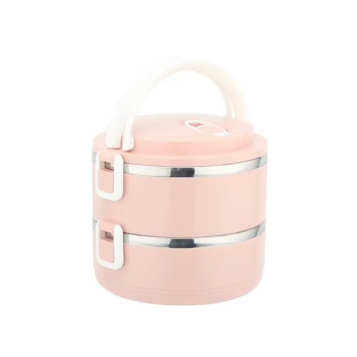 Boîte à Bento polyvalente Simple avec couvercles, ronde étanche avec poignée, boîte à déjeuner avec 