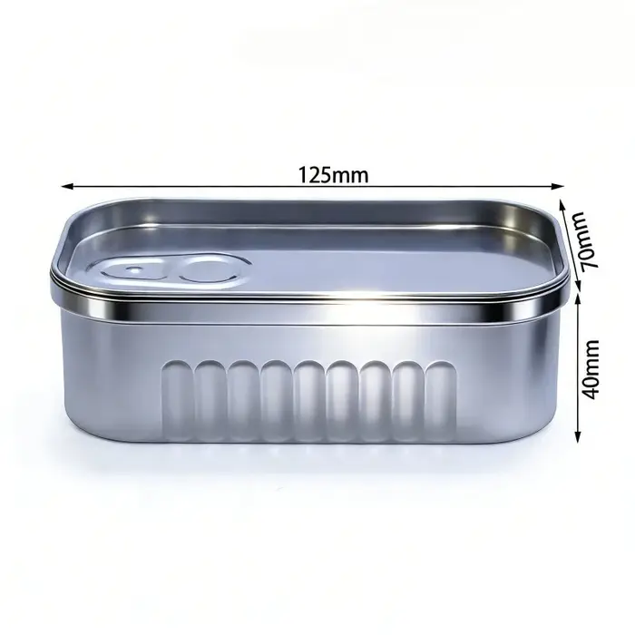 Boîte de rangement en forme de boîte de conserve de sardines, en métal portable, avec couvercle, pou