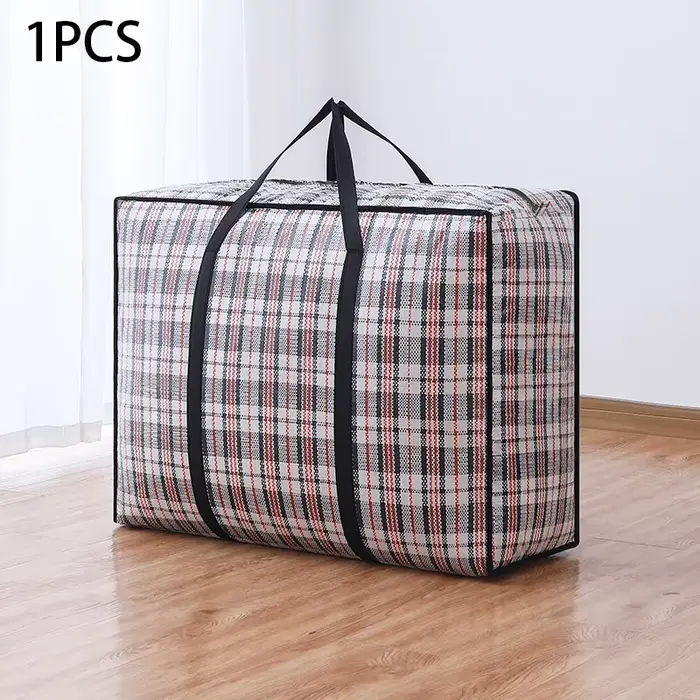 Grands sacs de rangement pour déménagement, sac de voyage à carreaux, sac de transport pour linge, o