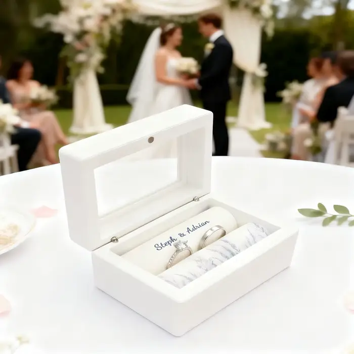 Support de boîte à bagues de mariage personnalisé