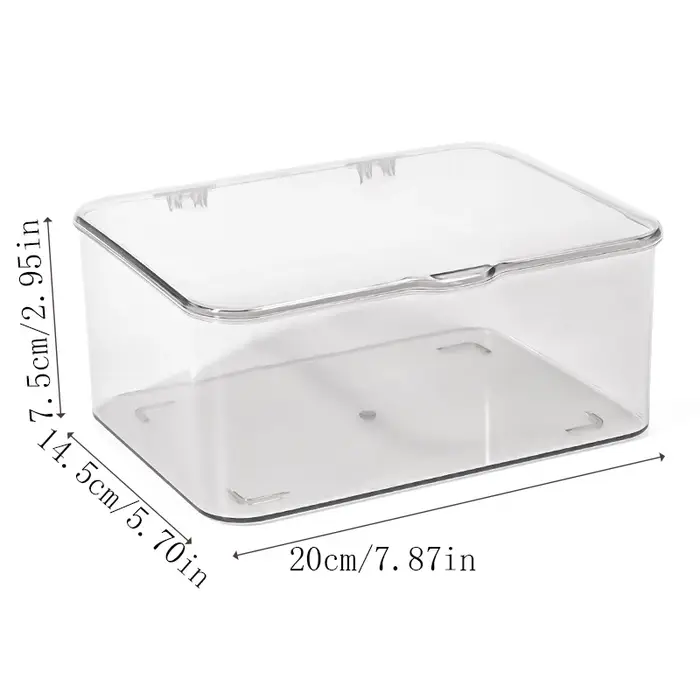 Boîte de rangement cosmétique entièrement transparente avec couvercle, étanche et anti-poussière, ut